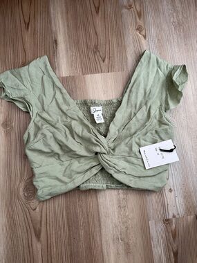 Sage Green Twist-Front Women's Top